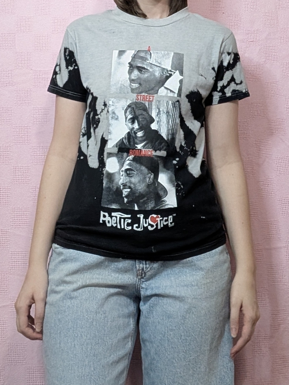 Black And Gray Tie Dye Tupac Tee